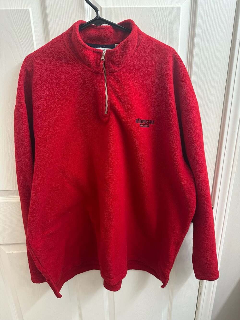 Vintage Aeropostale Aero-Tec Fleece Red Quarter Zip Pullover Sweater XXL